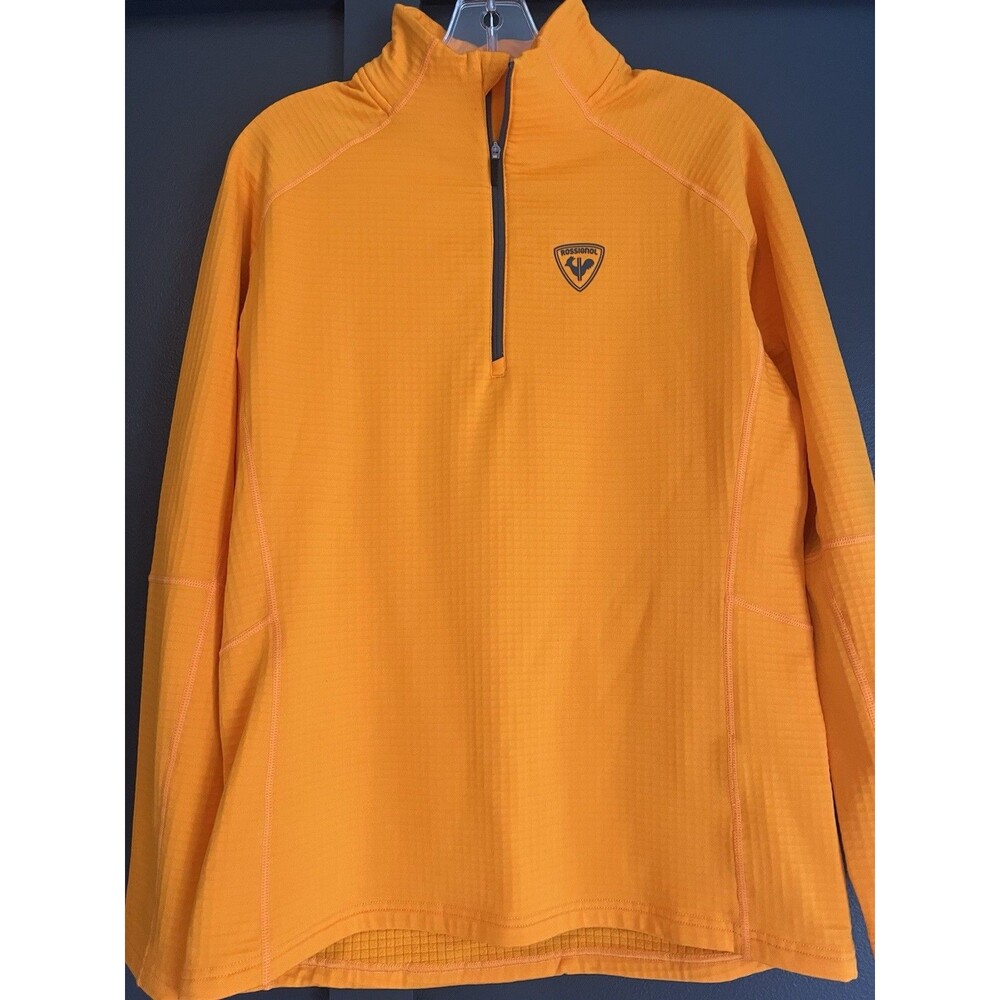 Rossignol Blackside Half Zip Grid Fleece Pullover Mens Large L Orange Mid Layer